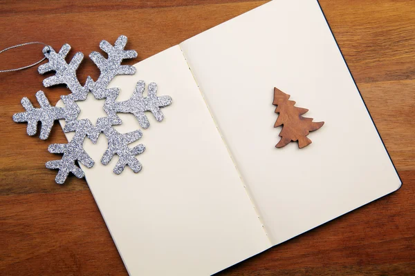 Blank Book With Snowflake — Stock Photo, Image