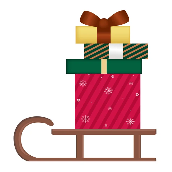 Luge avec cadeaux — Image vectorielle