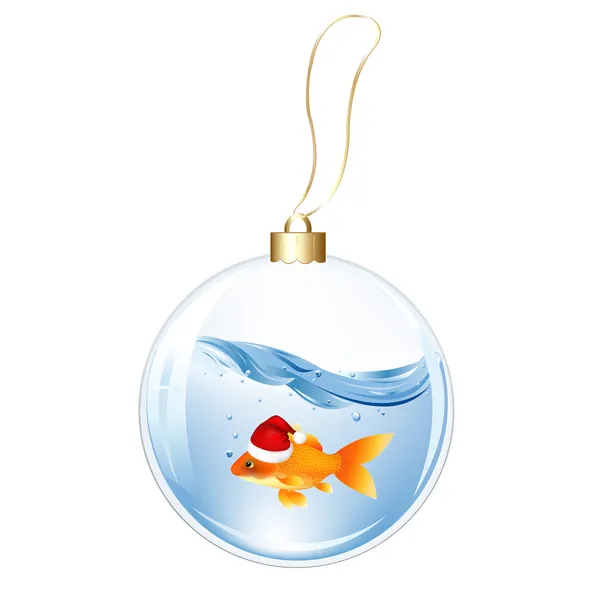 Esfera de Ano Novo com Goldfish —  Vetores de Stock