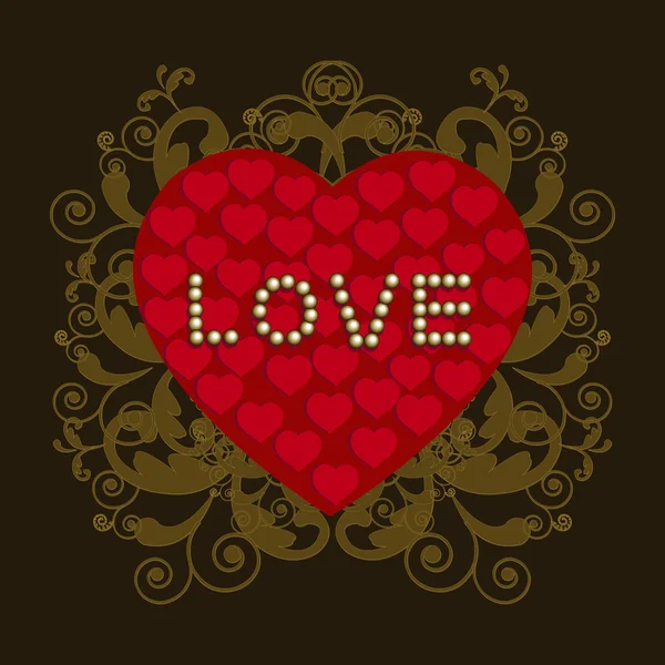 День Святого Валентина Карт Абстрактним Серце Від Серця Ізольовані Чорному — стоковий вектор
