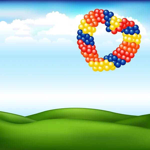 Paysage avec des boules en forme de coeur — Image vectorielle