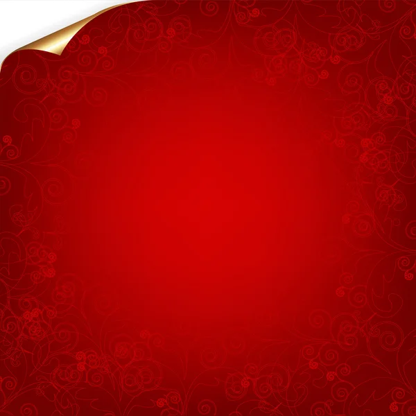 バレンタインの日カードのパターンとゴールドの角をベクトル イラスト — ストックベクタ