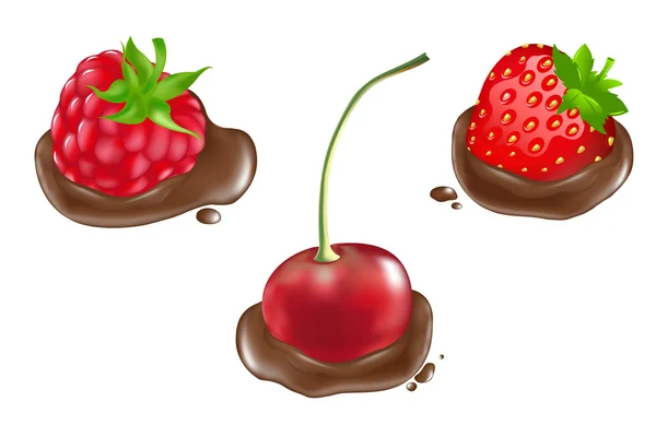 Ягоди в шоколаді — стоковий вектор