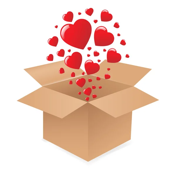 Boîte Avec Coeurs Isolé Sur Fond Blanc Illustration Vectorielle — Image vectorielle