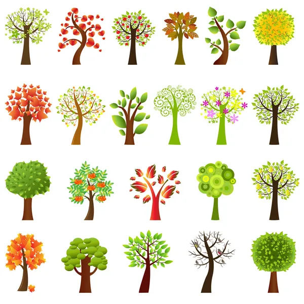 Collection Of Trees — Stock Vector