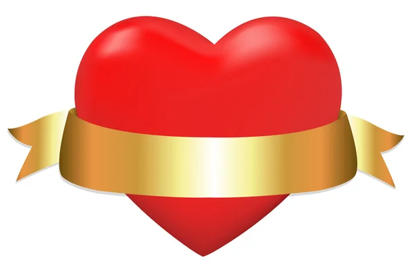 Heart With Golden Ribbon — Stock Vector