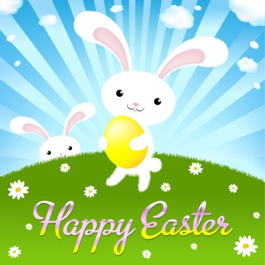 Happy Easter Greeting Card, Isolated On White Background, Vector Illustration clipart