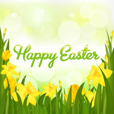 Happy Easter Greeting Card, Isolated On White Background, Vector Illustration clipart