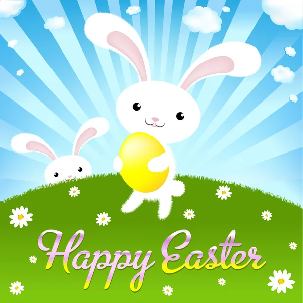 Happy Easter Greeting Card Isolated White Background Vector Illustration — Stock Vector