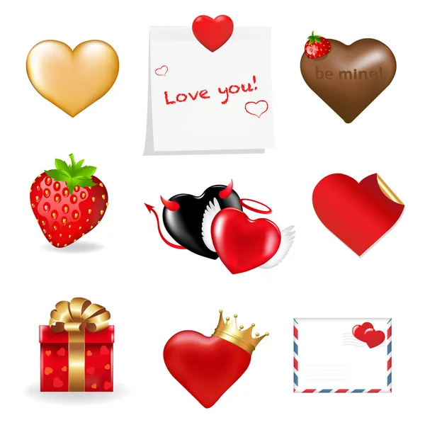 Valentines Day Icons Collection Isolated White Background Vector Illustration — Stock Vector