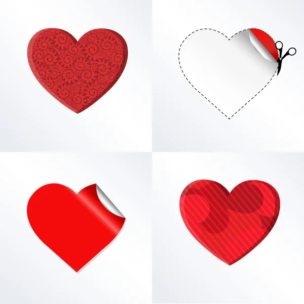 Corazones Diferentes Tipos Para Tarjeta Del Día San Valentín Ilustración — Vector de stock