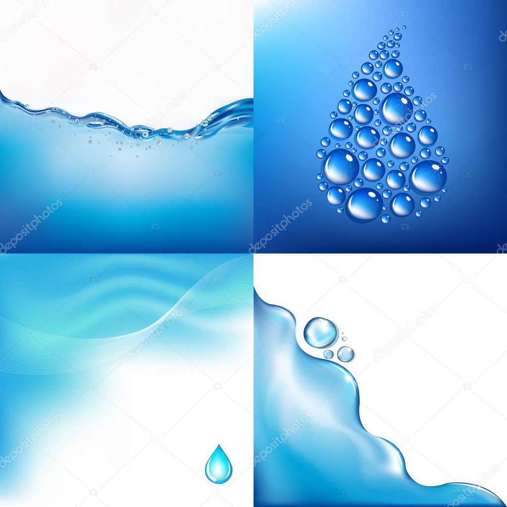 4 Images Of Water, Vector Illustration