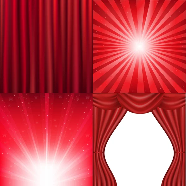 Sunburst Red Backgrounds Red Curtains Vector Illustration — Stock Vector