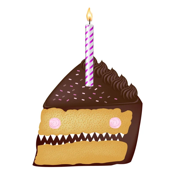 Cupcake Compleanno Con Candele Isolato Sfondo Bianco Illustrazione Vettoriale — Vettoriale Stock