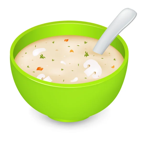 白の背景 ベクトル イラストに分離されたきのこのクリーム スープ — ストックベクタ