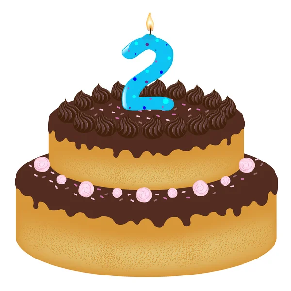 Birthday Cake Candles Number Two Isolated White Background Vector Illustration — Stock Vector