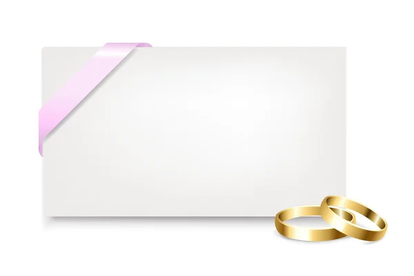 Tag regalo vuoto con anelli di nozze — Vettoriale Stock