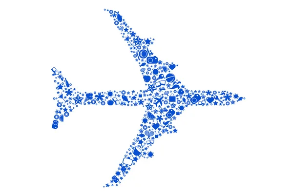Vliegtuig van reizen pictogrammen — Stockvector