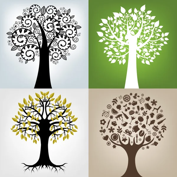 4 arbres différents — Image vectorielle