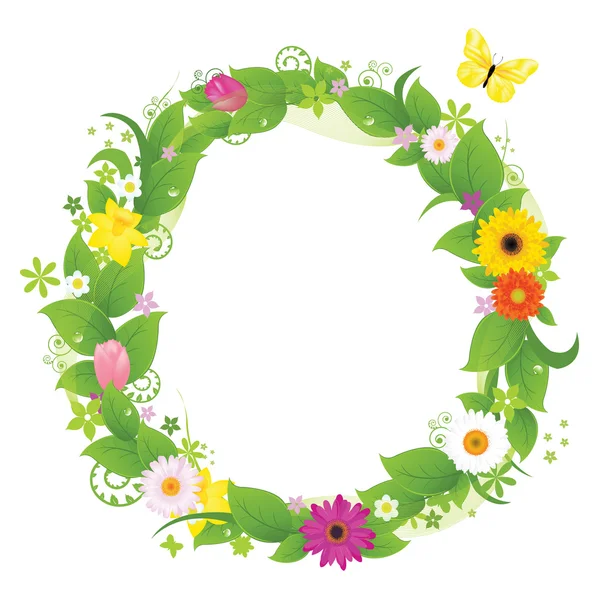 花と葉の花輪 — ストックベクタ