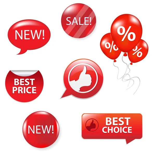 Conjunto de elementos de venda vermelho —  Vetores de Stock