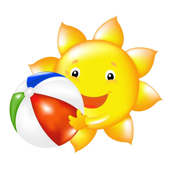 Sol com bola de praia —  Vetores de Stock