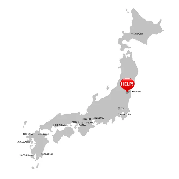일본 지진 진앙 지도 — 스톡 벡터