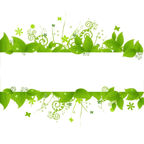 Green Leafs And Grass — Stock Vector