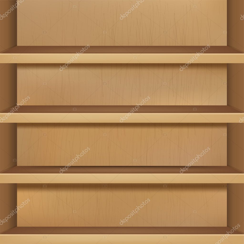 Wooden empty bookshelf or tool box shelves Vector Image