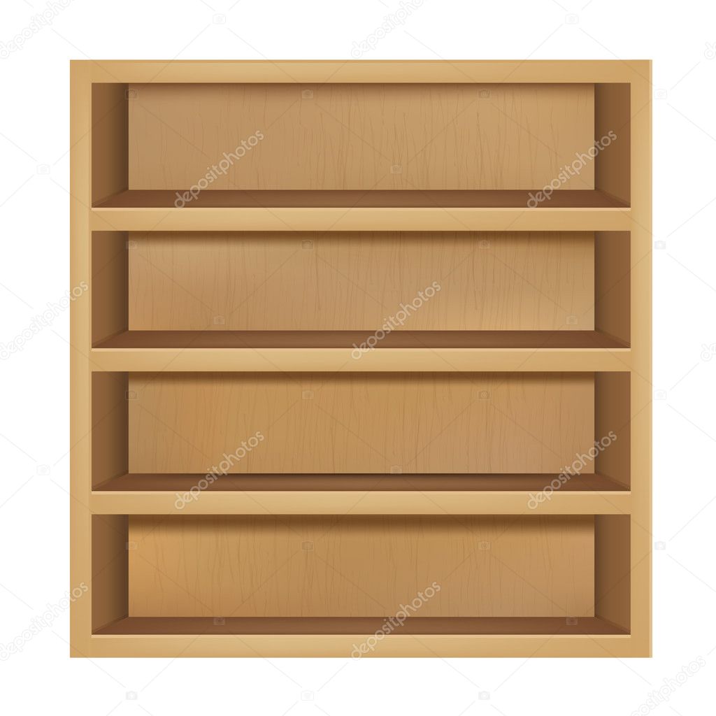 Empty Wooden Bookshelf — Stock Vector © adamson #5319059