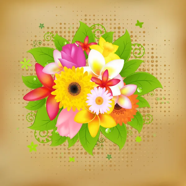 Fond de fleur sur papier vintage — Image vectorielle