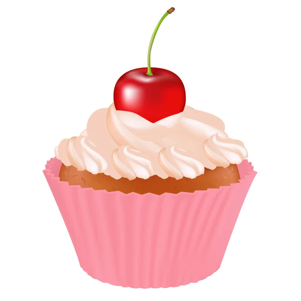 Cupcake met cherry — Stockvector