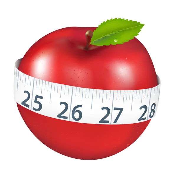 Apple With Measurement — Stock Vector
