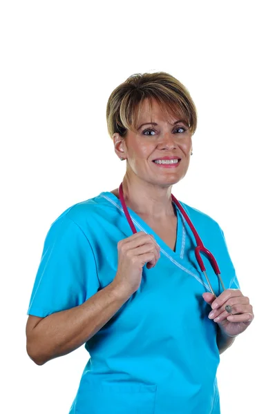 Atraktivní Ženská Sestra Uniformě Stetoskop — Stock fotografie