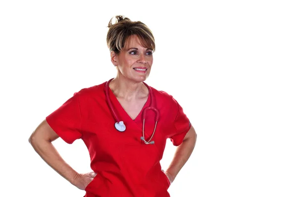 有吸引力的女护士制服与听诊器 — 图库照片