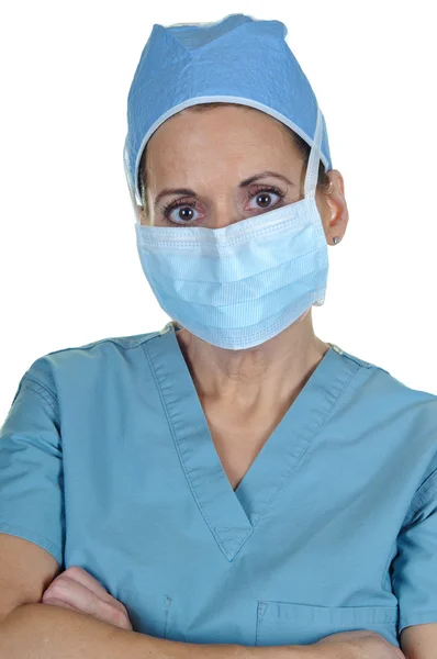 Attraktiva kvinnliga kirurgen Stockbild