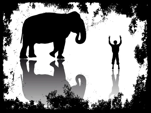 Großer Elefant mit kleinem Jungen — Stockvektor