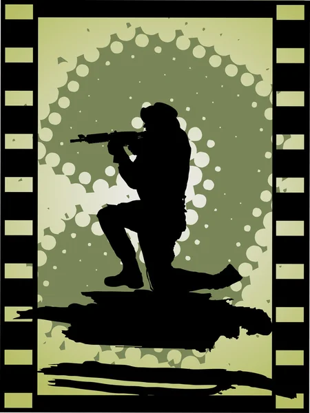 Soldier in a film strip — Stock Vector