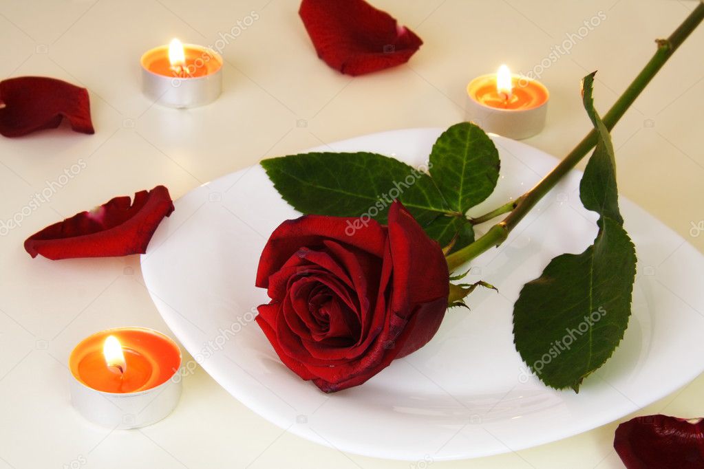 Table Setting for Romantic Candlelight Dinner