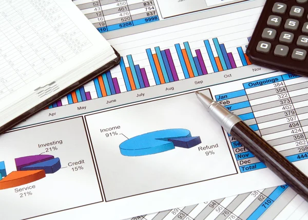 Business Still Life with Graphs — Stock Photo, Image