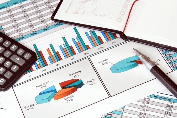 Business Still Life with Finance Stats — Stock Photo, Image