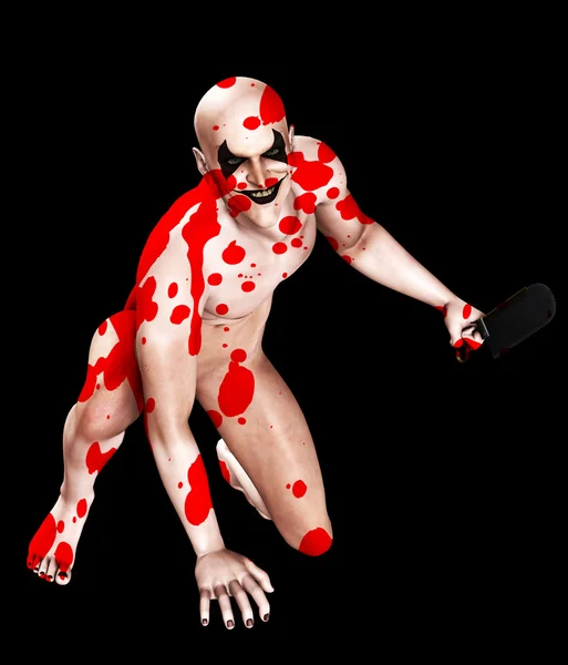 Blodigt ben såg clown — Stockfoto