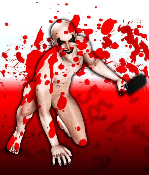 Bloody Bone Saw Clown — Stock Photo, Image