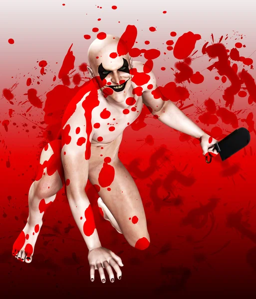 Bloody Bone Saw Clown — Stock Photo, Image