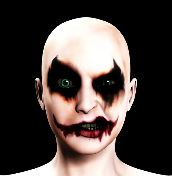 Böser psychotischer weiblicher Clown — Stockfoto