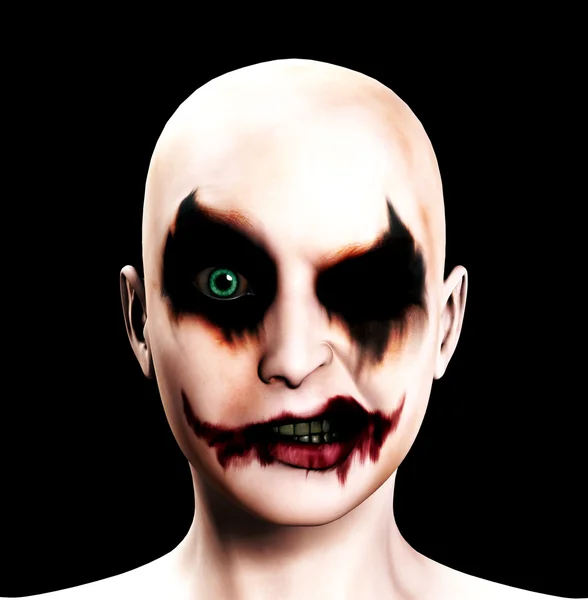 Böser psychotischer weiblicher Clown — Stockfoto