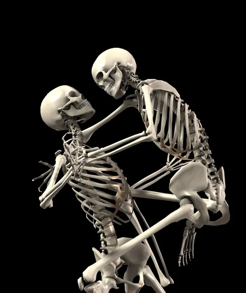 Skelette greifen einander an — Stockfoto