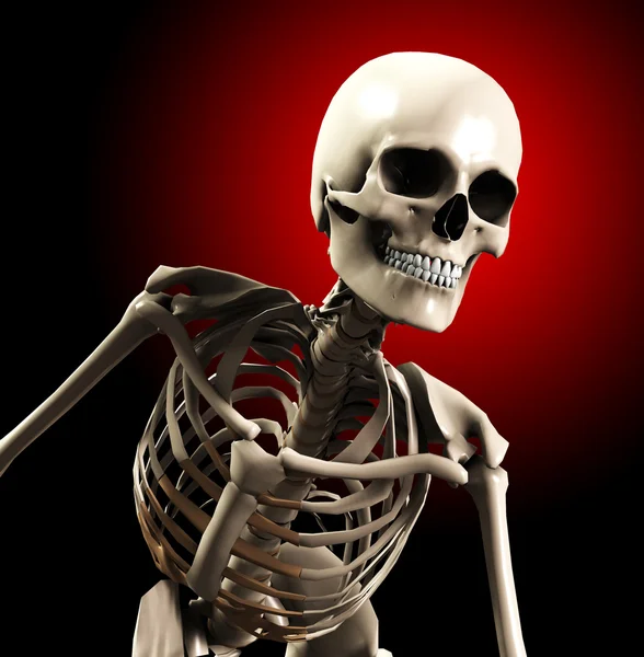 Skelett beugt sich vor — Stockfoto