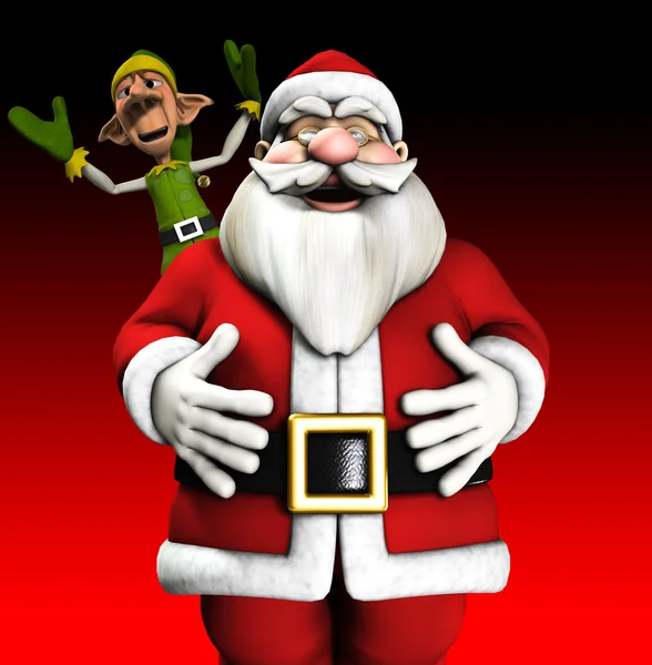 Santa en elf — Stockfoto