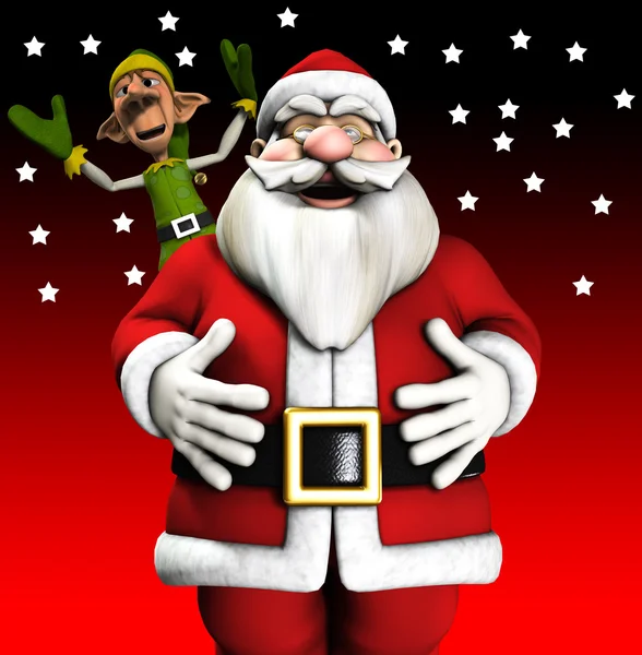 Babbo Natale ed elfo — Foto Stock